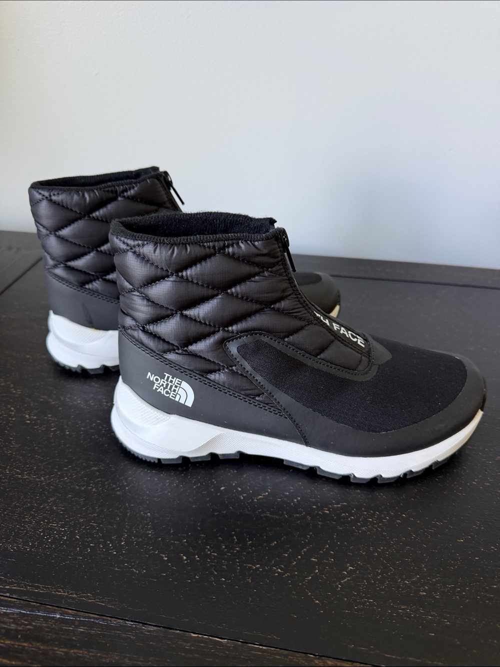 The North Face Black Quilted Ankle Boots with White Sole 7